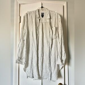 GAP White and Gray Striped Button Down Shirt